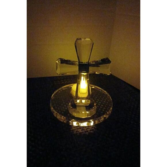 Partylite Crystal Faceted Optic Tealight Cross Amythest Purple 5” - Picture 3 of 5